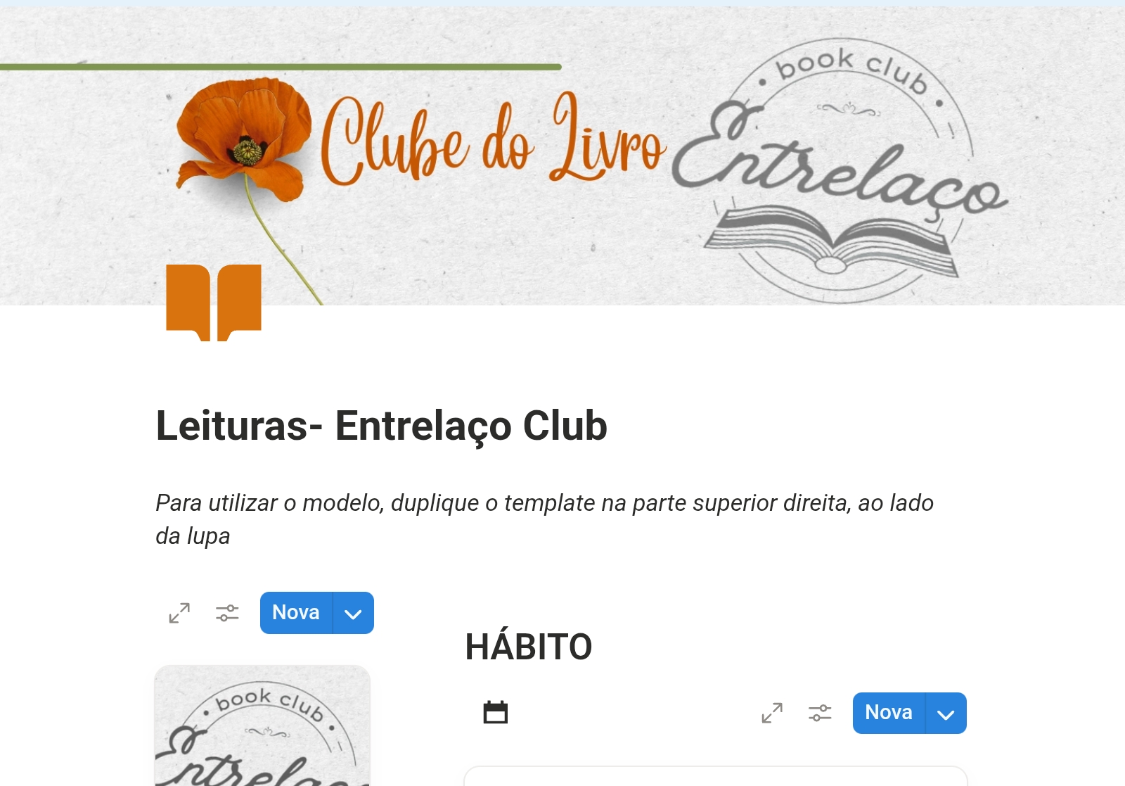 Capa do template Entrelaço Club no Notion com identidade visual do clube